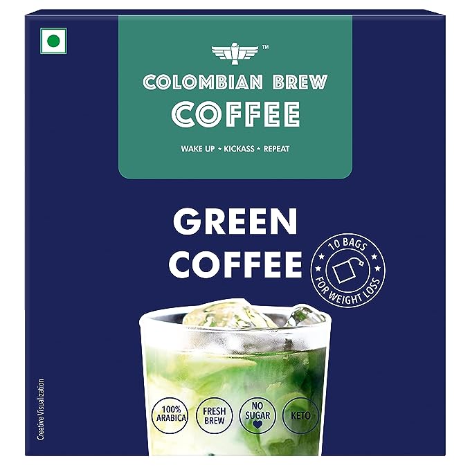 Colombian Brew Coffee Green Coffee Powder, Hot & Cold Brew 10 Bags, Pack of 2 (for Weight Loss) & Colombian Brew Coffee, High Caffeine Colombian Instant, 50g Colombian Brew Coffee Green Coffee Powder, Hot & Cold Brew 10 Bags, Pack of 2 (for Weight Loss) & Colombian Brew Coffee, High Caffeine Colombian Instant, 50g